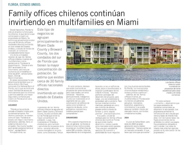 Recorte — family offices chilenos en multifamilies de Miami